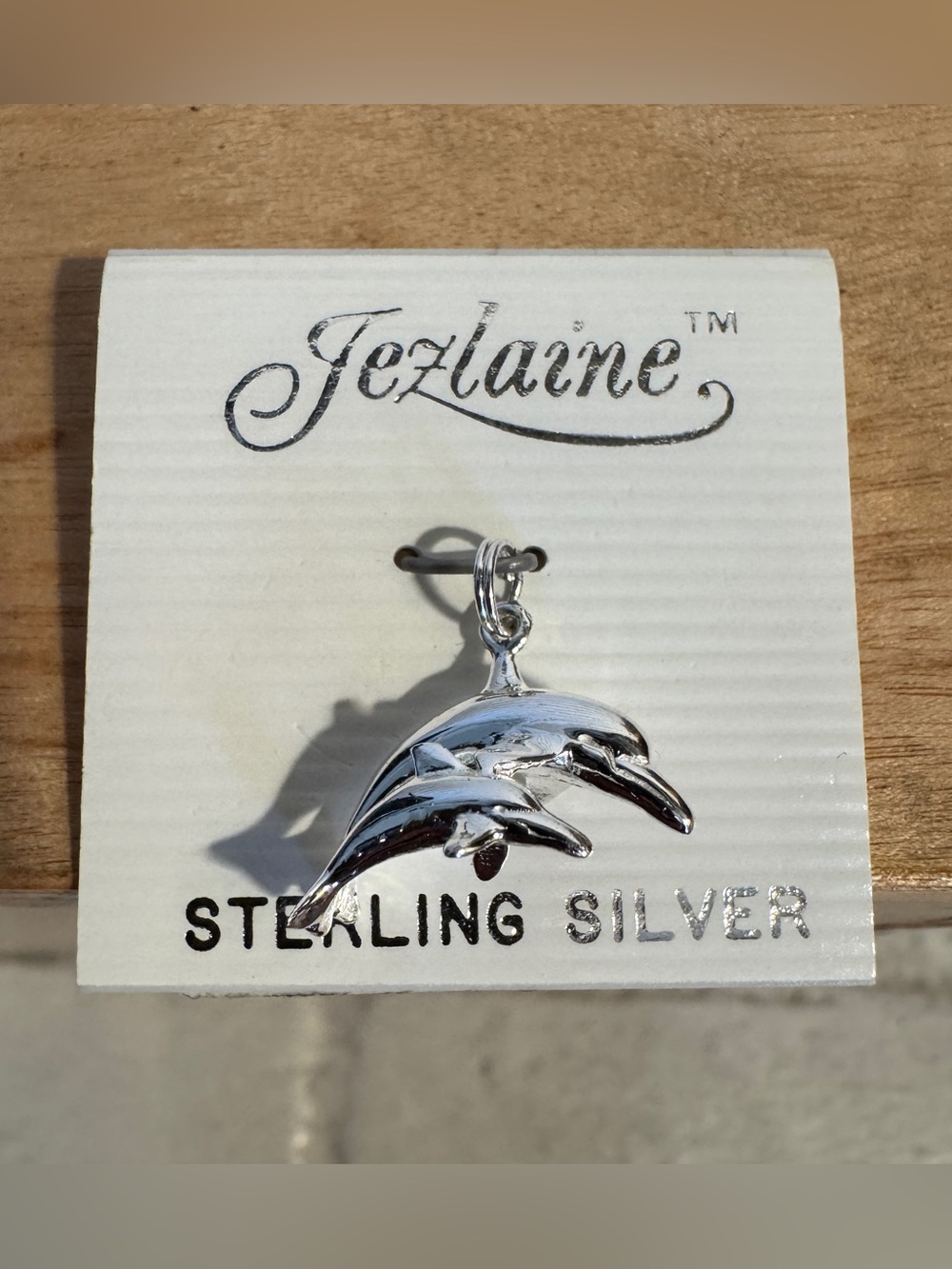 Vintage Jezlaine Sterling Silver Double Dolphin Charm / Pendant